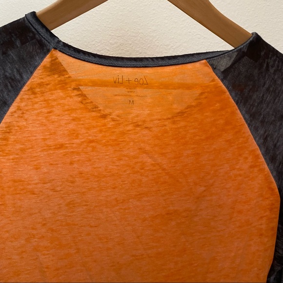 ZOE + LIV • Burnout Baseball Style Halloween Jack-O-Lantern Shirt - Size M - Picture 15 of 16